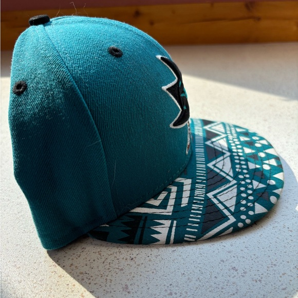 NEW ERA 9FIFTY San Jose Sharks Adjustable Snap Back Geometric Mosaic Design Cap - Picture 2 of 6